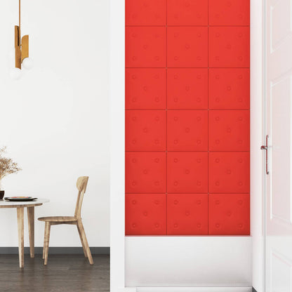 Wandhoofdbord 12 pcs Rood 30 x 30 cm Nep Leer