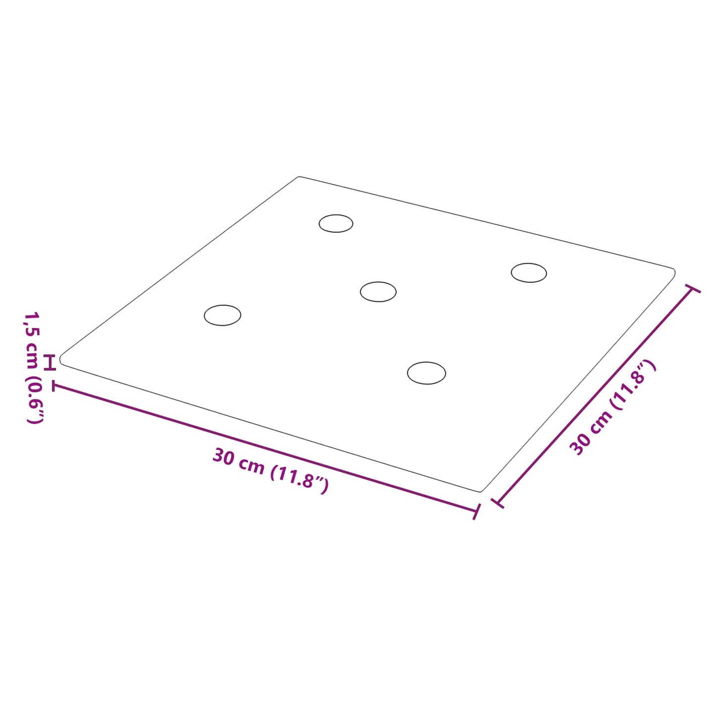 Wandhoofdbord 12 pcs Wijnrood 30 x 30 cm Nep Leer
