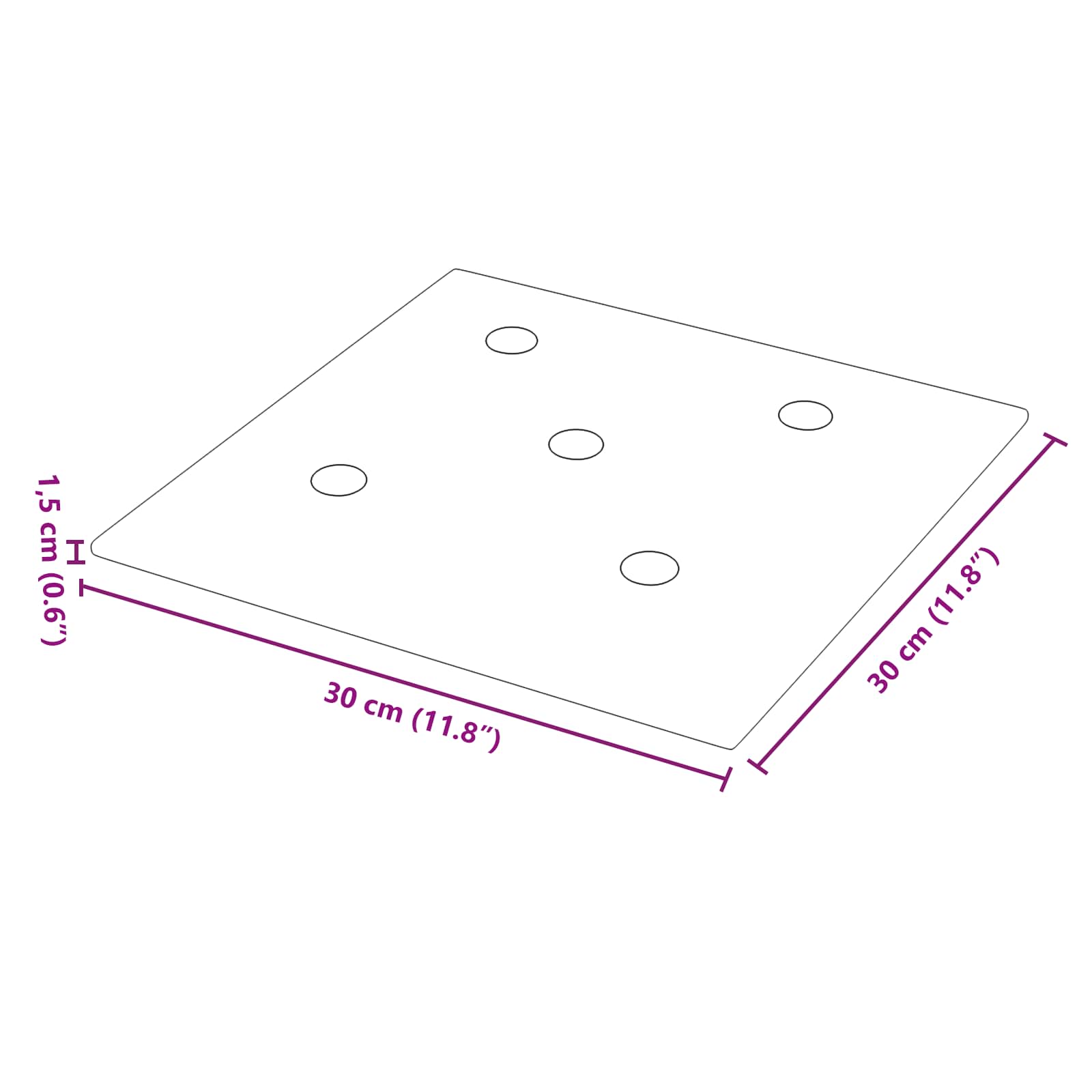 Wandhoofdbord 12 pcs Wijnrood 30 x 30 cm Nep Leer