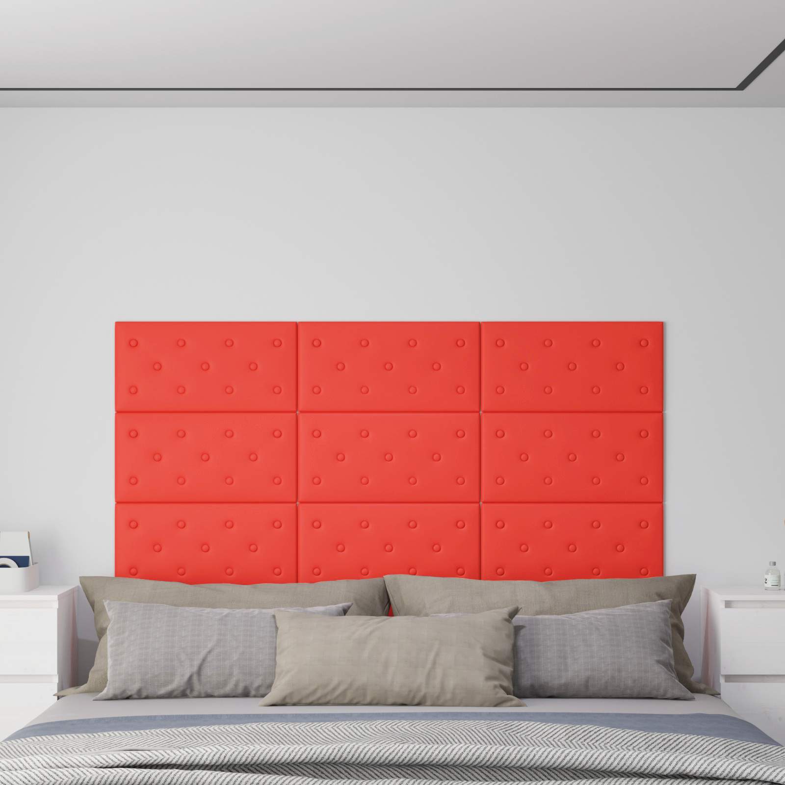 Wandhoofdbord 12 pcs Rood 60 x 30 cm Nep Leer