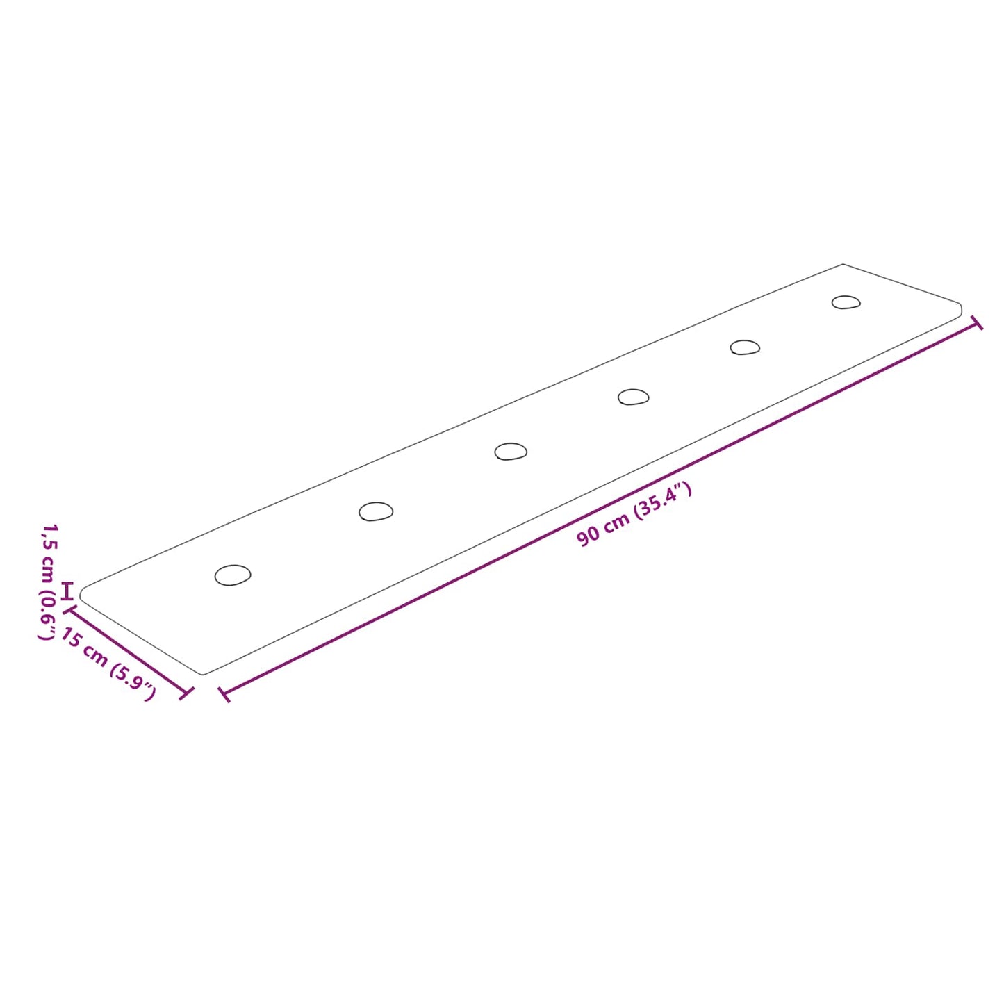 Wandhoofdbord 12 pcs Crème 90 x 15 cm Nep Leer