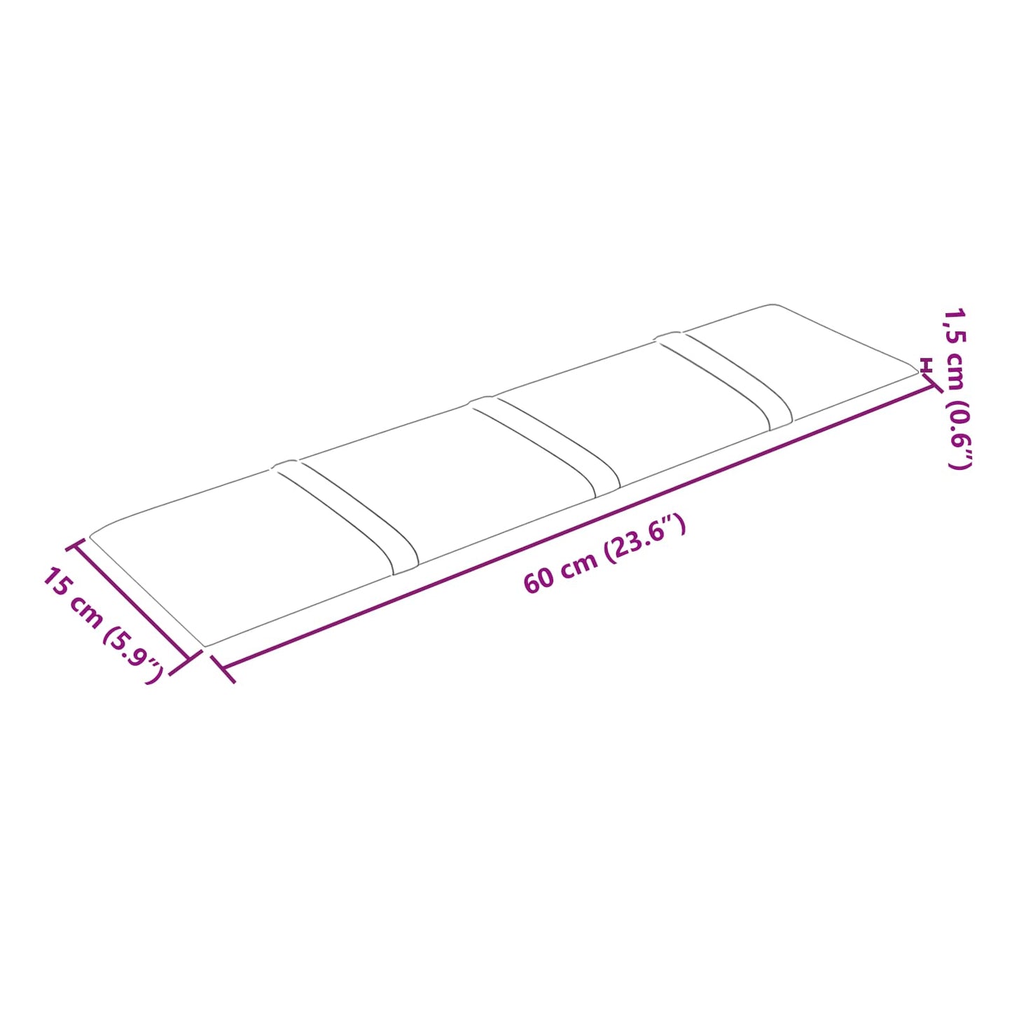 Wandhoofdbord 12 pcs Bruin 60 x 15 cm Fluweel