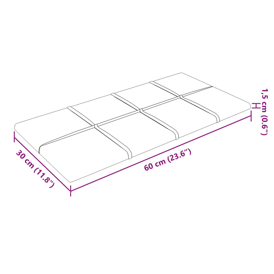 Wandhoofdbord 12 pcs Geel 60 x 30 cm Fluweel