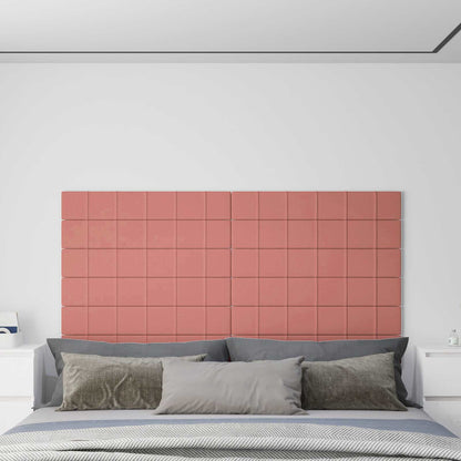 Wandhoofdbord 12 pcs Roze 90 x 15 cm Fluweel