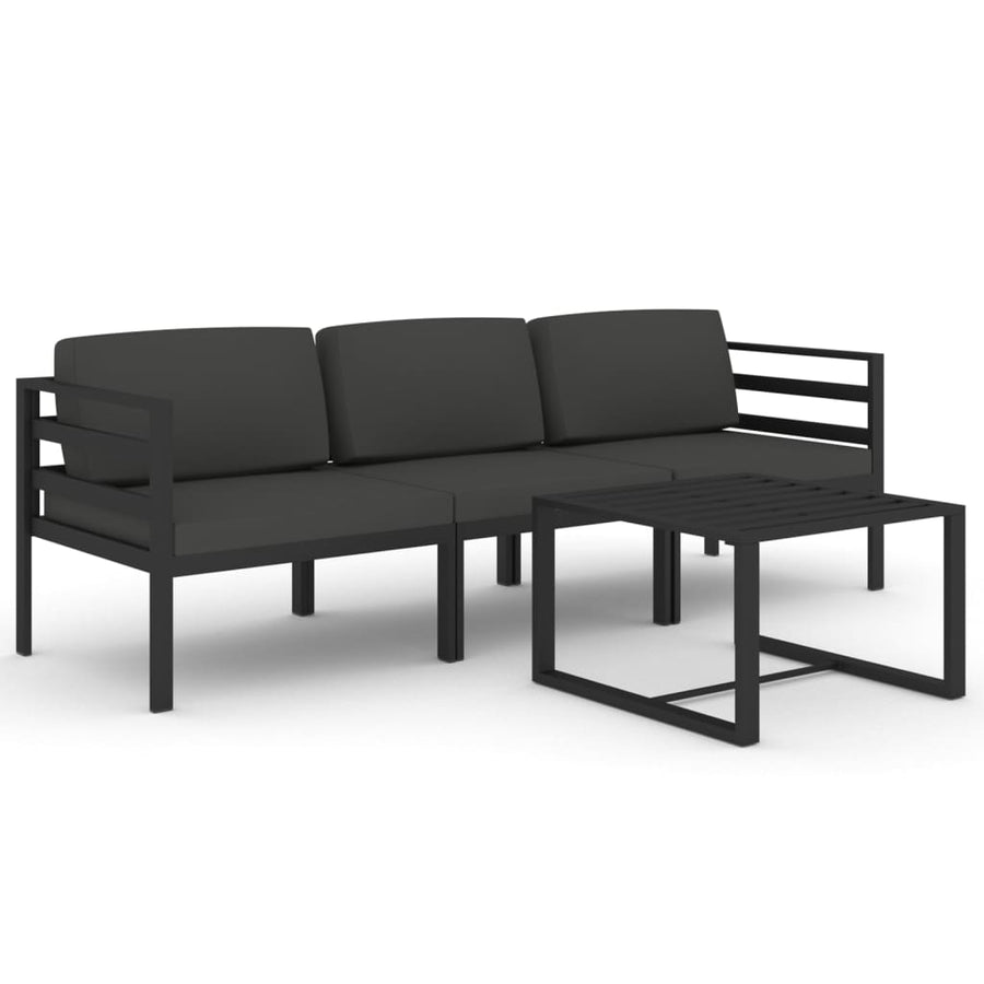 4-Delige Loungeset Met Kussens Aluminium Antracietkleurig 2x hoek + midden + Tafel