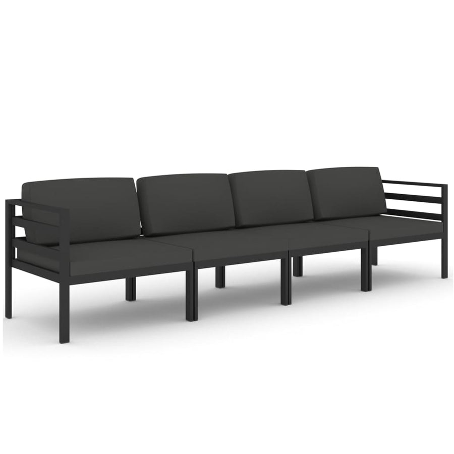 4-Delige Loungeset Met Kussens Aluminium Antracietkleurig 2x hoek + 2x midden