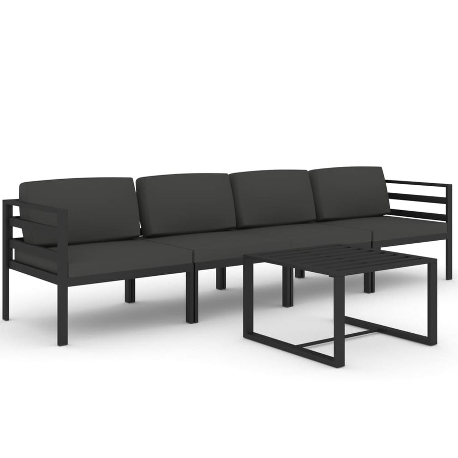 5-Delige Loungeset Met Kussens Aluminium Antracietkleurig 2x midden + 2x hoek + Tafel