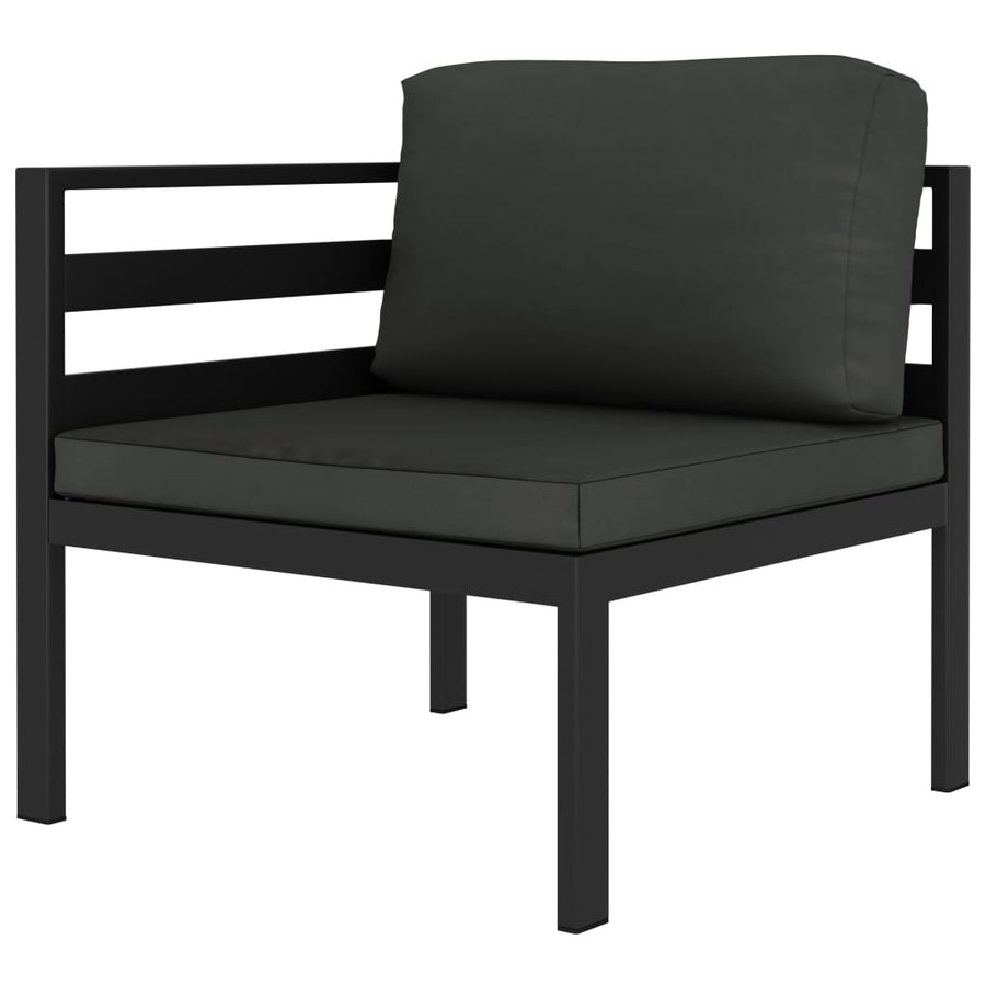 5-Delige Loungeset Met Kussens Aluminium Antracietkleurig 2x midden + 2x hoek + Tafel