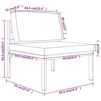 5-Delige Loungeset Met Kussens Aluminium Antracietkleurig 2x midden + 2x hoek + Tafel