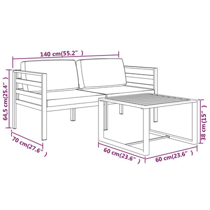 3-Delige Loungeset Met Kussens Aluminium Antracietkleurig 2x hoek + Tafel