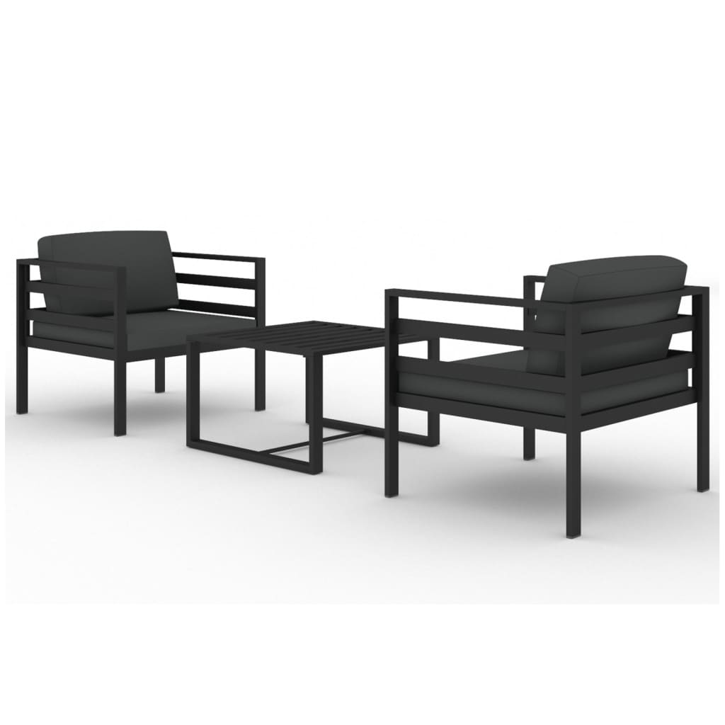 3-Delige Loungeset Met Kussens Aluminium Antracietkleurig 1