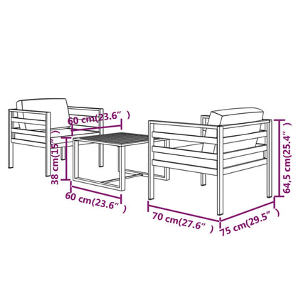 3-Delige Loungeset Met Kussens Aluminium Antracietkleurig 1