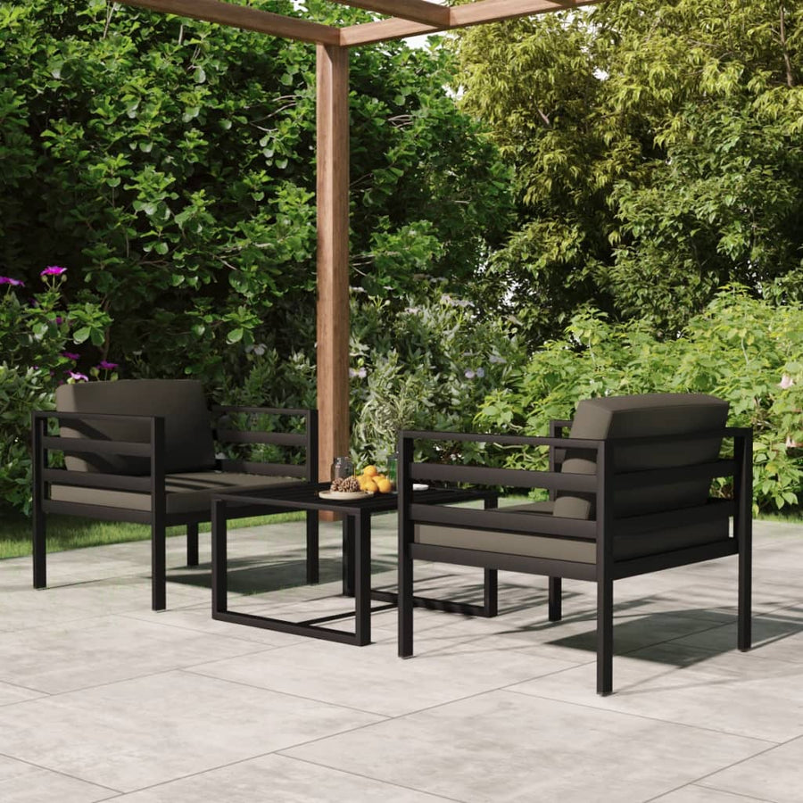 3-Delige Loungeset Met Kussens Aluminium Antracietkleurig 1