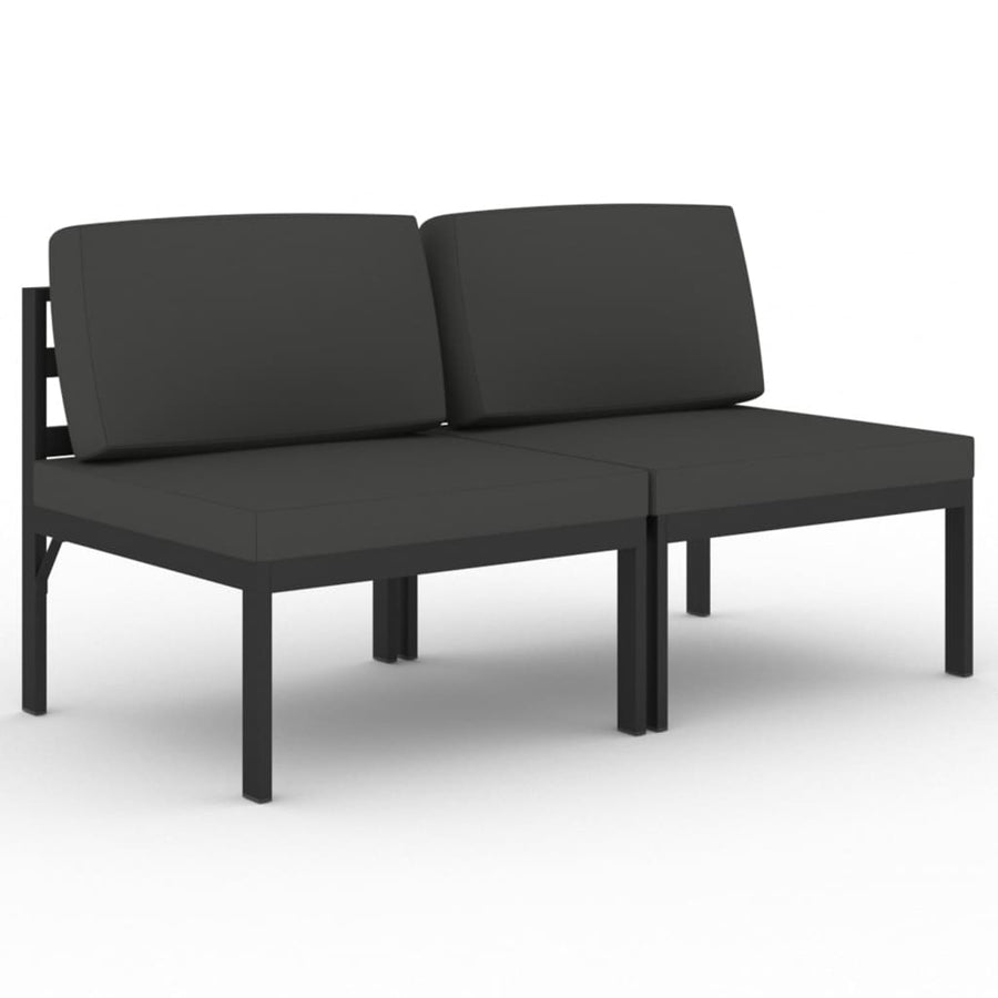 Tuinbank 2-Zits Met Kussens Aluminium Antracietkleurig Middenbank (2 st)