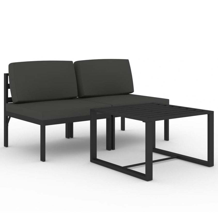 3-Delige Loungeset Met Kussens Aluminium Antracietkleurig 2x midden + Tafel