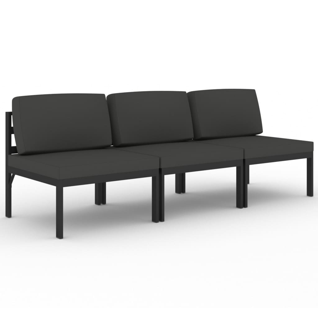 Tuinbank 3-Zits Met Kussens Aluminium Antracietkleurig 1