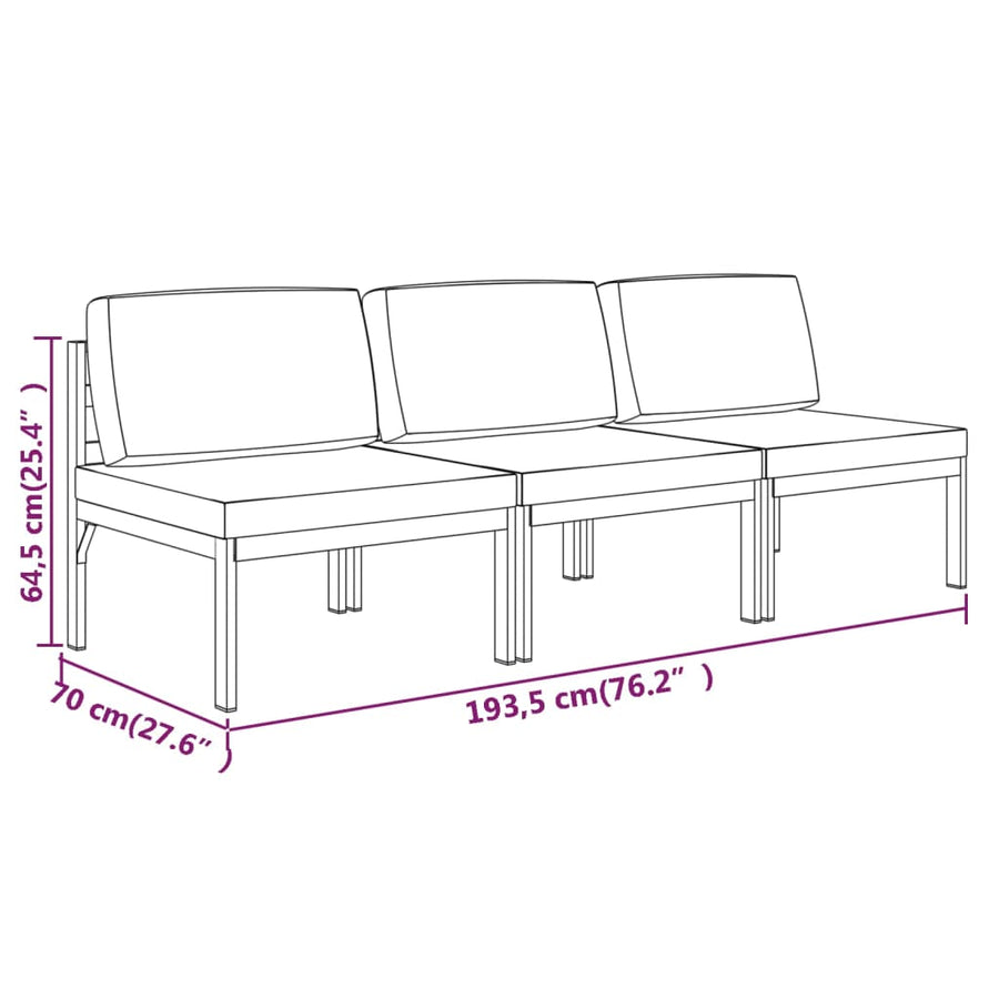 Tuinbank 3-Zits Met Kussens Aluminium Antracietkleurig 1