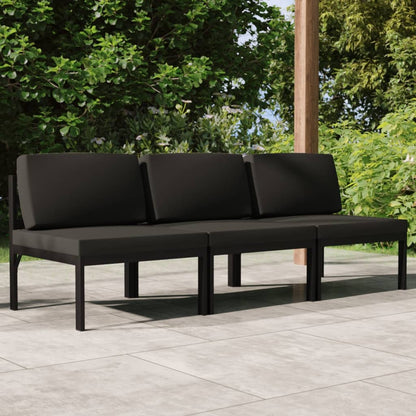 Tuinbank 3-Zits Met Kussens Aluminium Antracietkleurig 1