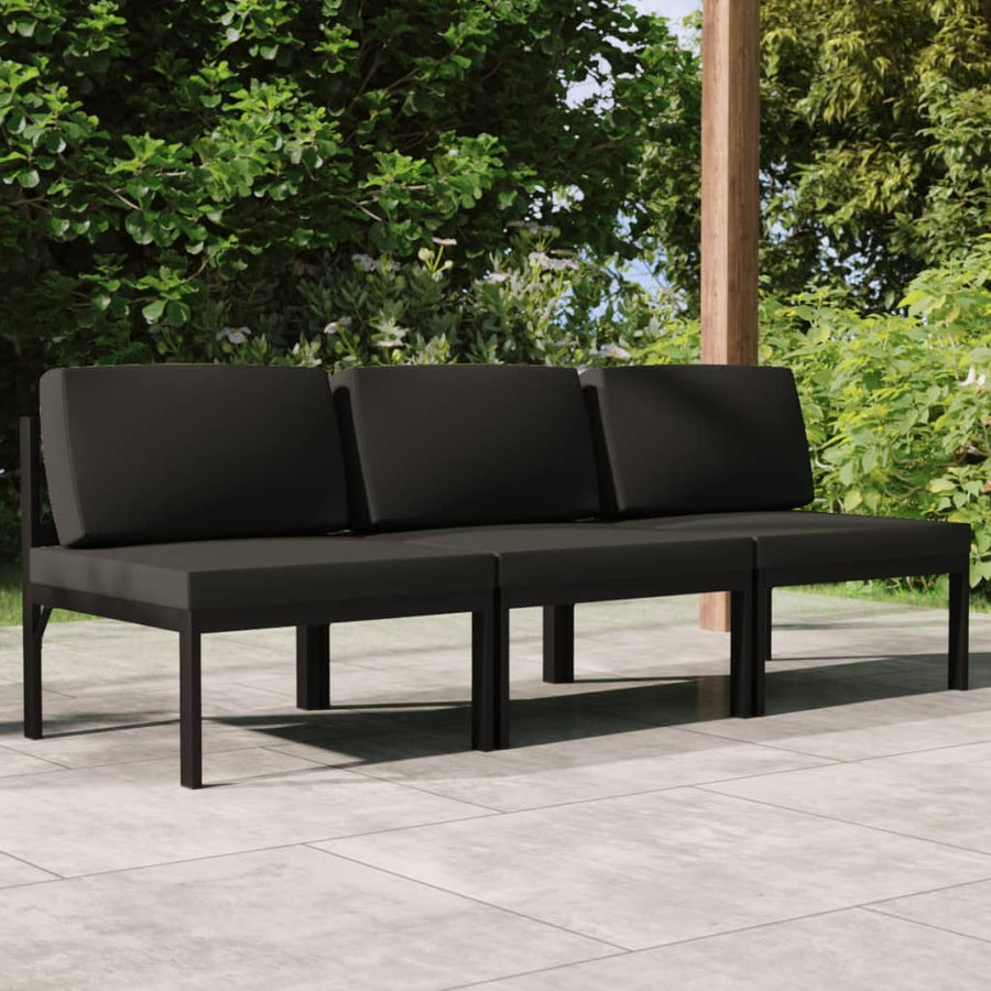 Tuinbank 3-Zits Met Kussens Aluminium Antracietkleurig 1