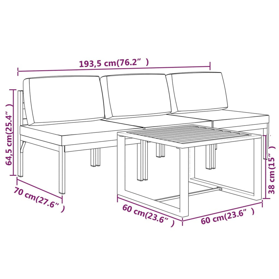4-Delige Loungeset Met Kussens Aluminium Antracietkleurig 1