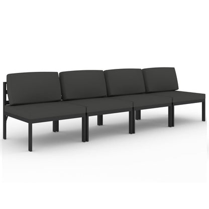 Tuinbank 4-Zits Met Kussens Aluminium Antracietkleurig 1