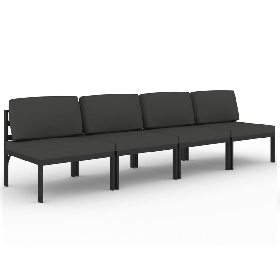 Tuinbank 4-Zits Met Kussens Aluminium Antracietkleurig 1