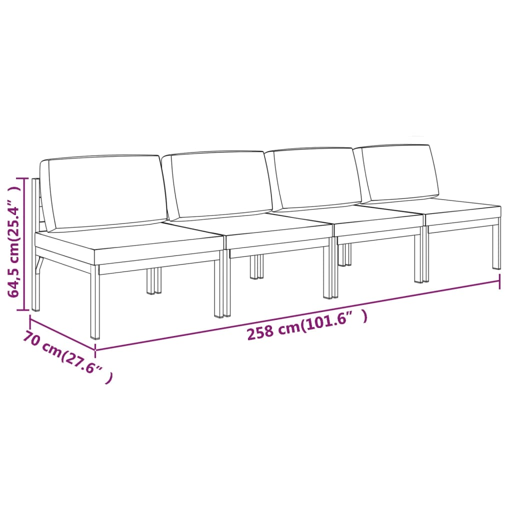 Tuinbank 4-Zits Met Kussens Aluminium Antracietkleurig 1