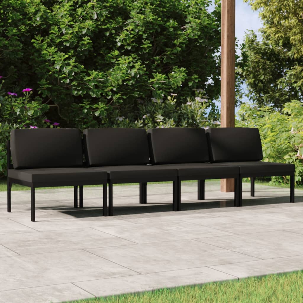 Tuinbank 4-Zits Met Kussens Aluminium Antracietkleurig 1