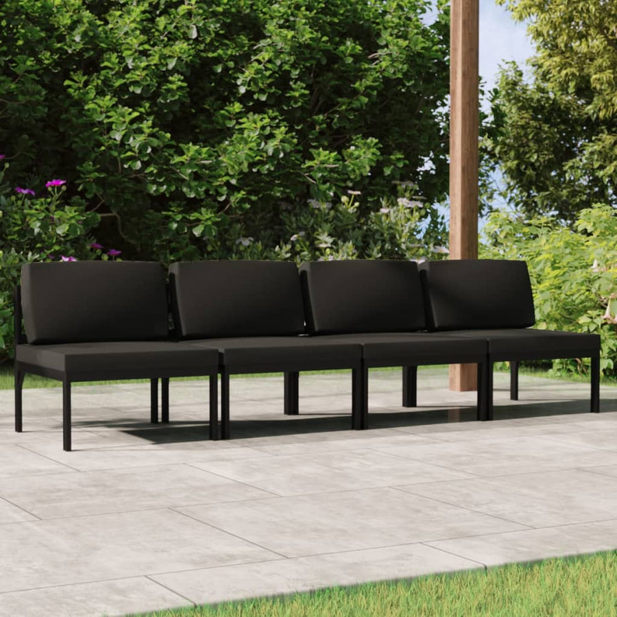 Tuinbank 4-Zits Met Kussens Aluminium Antracietkleurig 1