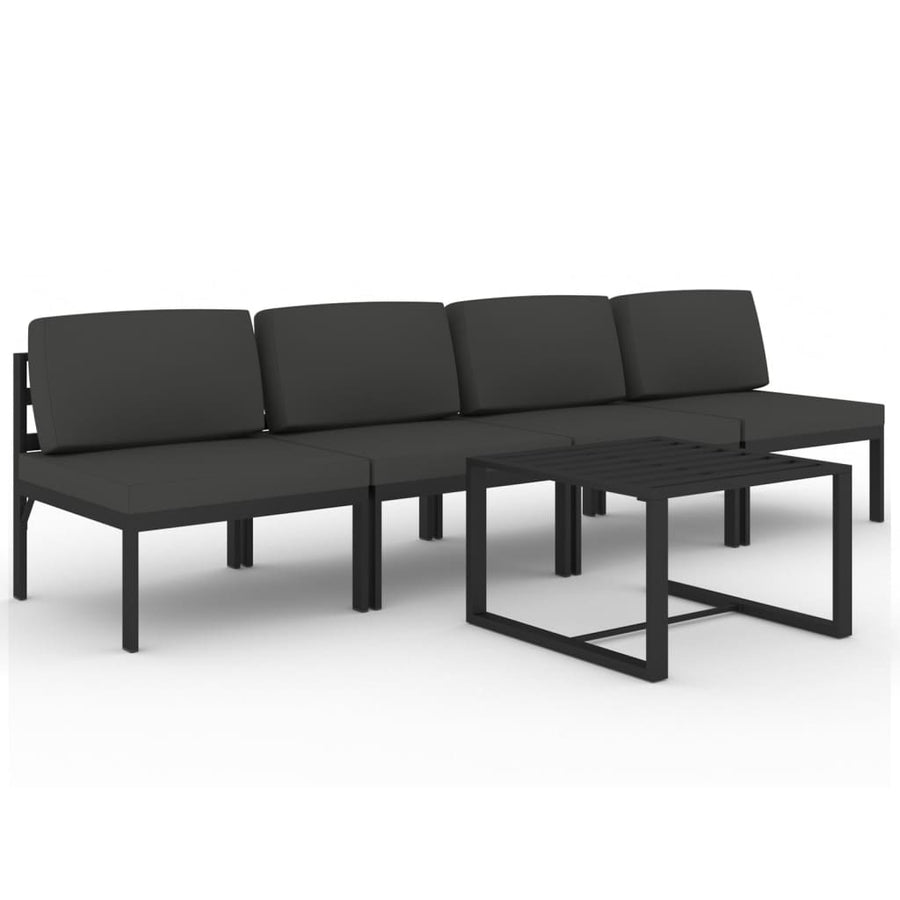 5-Delige Loungeset Met Kussens Aluminium Antracietkleurig 1