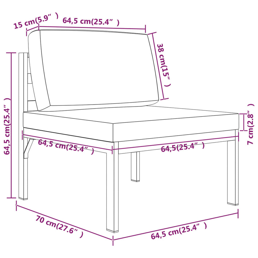4-Delige Loungeset Met Kussens Aluminium Antracietkleurig 2x hoek + 2x midden