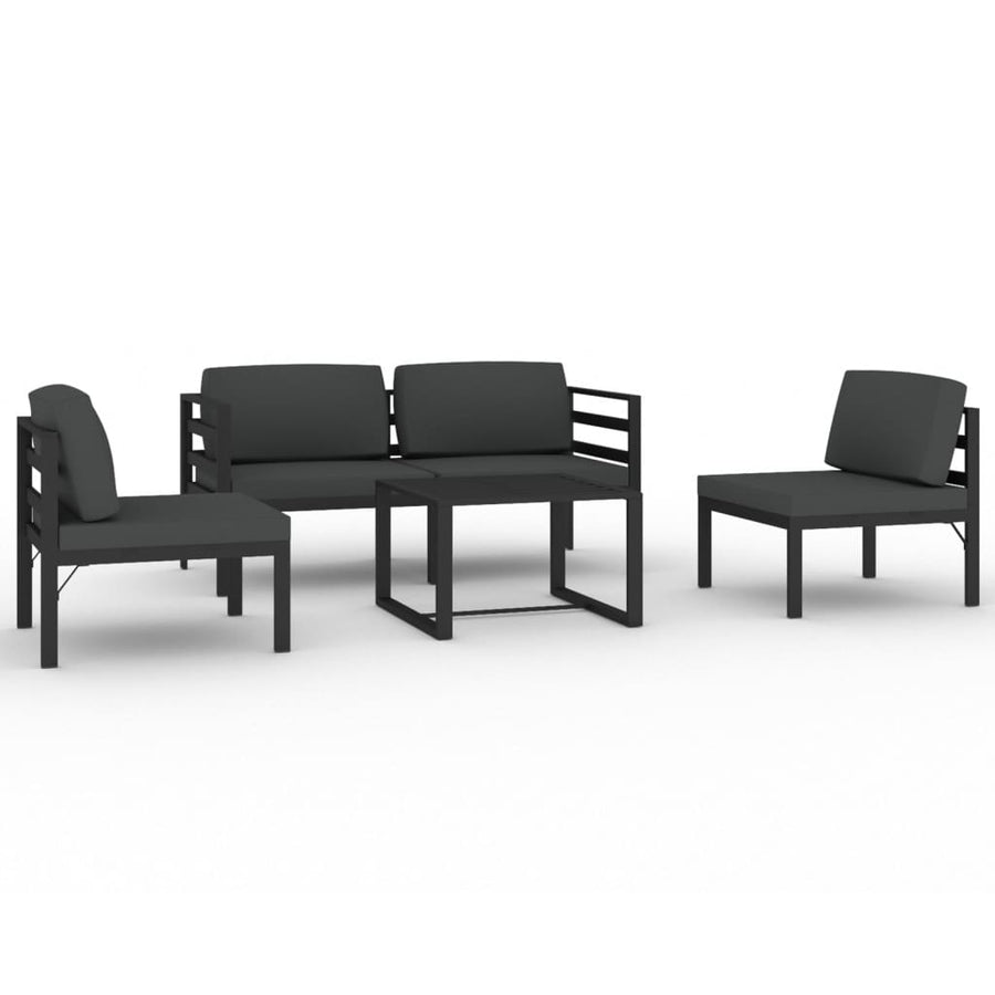 5-Delige Loungeset Met Kussens Aluminium Antracietkleurig 2x hoek + 2x midden + Tafel