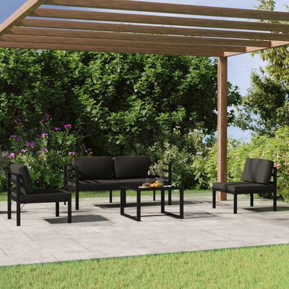 5-Delige Loungeset Met Kussens Aluminium Antracietkleurig 2x hoek + 2x midden + Tafel