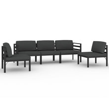 5-Delige Loungeset Met Kussens Aluminium Antracietkleurig 2x hoek + 3x midden