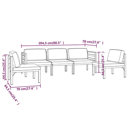 5-Delige Loungeset Met Kussens Aluminium Antracietkleurig 2x hoek + 3x midden