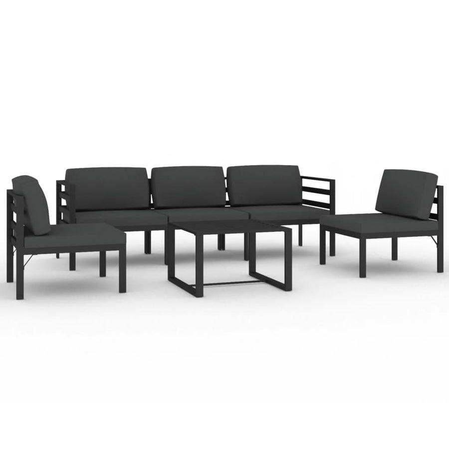 6-Delige Loungeset Met Kussens Aluminium Antracietkleurig 2x hoek + 3x midden + Tafel