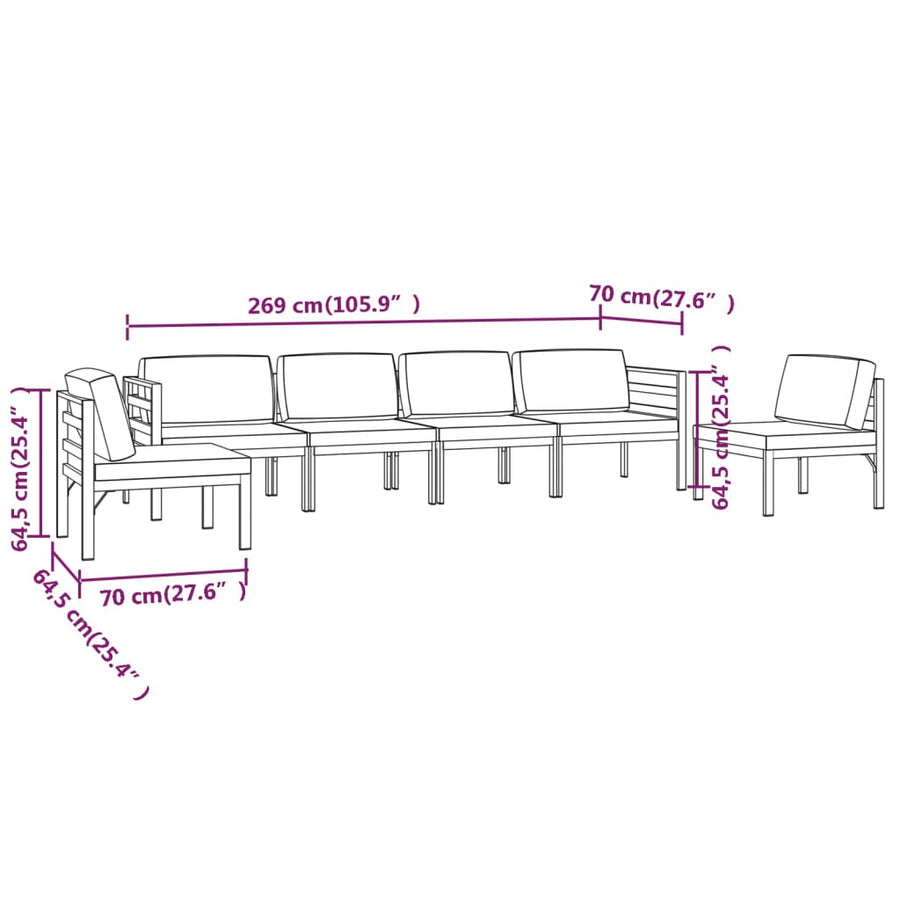 6-Delige Loungeset Met Kussens Aluminium Antracietkleurig 1