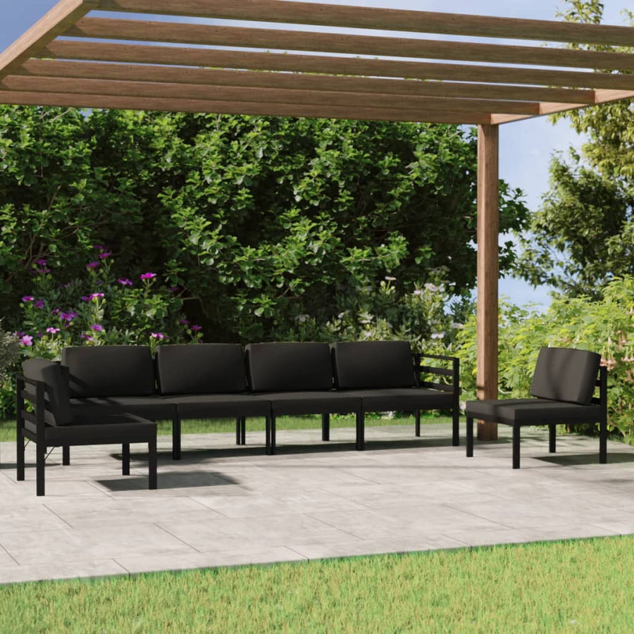 6-Delige Loungeset Met Kussens Aluminium Antracietkleurig 1