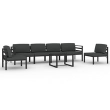 7-Delige Loungeset Met Kussens Aluminium Antracietkleurig 2x hoek + 4x midden + Tafel