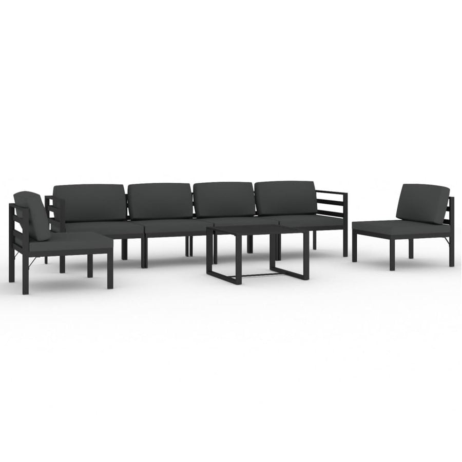 7-Delige Loungeset Met Kussens Aluminium Antracietkleurig 2x hoek + 4x midden + Tafel