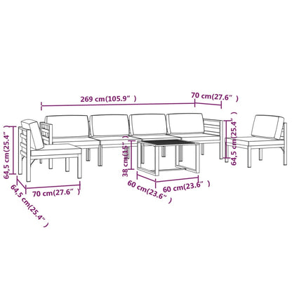7-Delige Loungeset Met Kussens Aluminium Antracietkleurig 2x hoek + 4x midden + Tafel