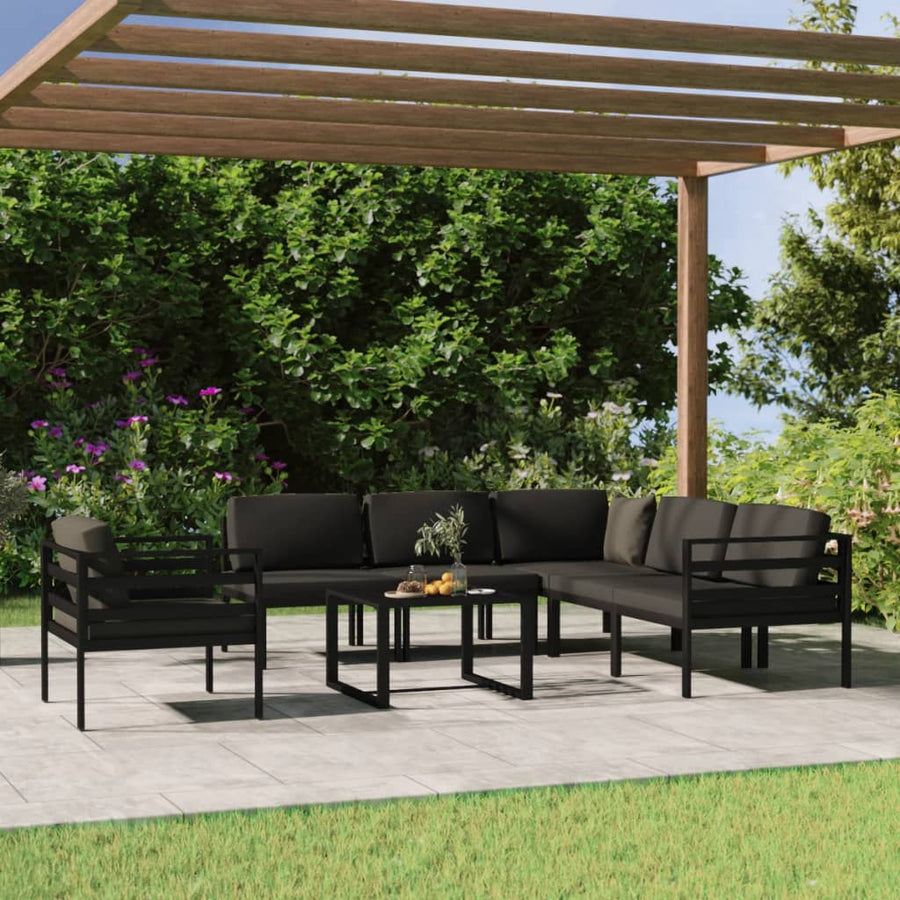 7-Delige Loungeset Met Kussens Aluminium Antracietkleurig 1