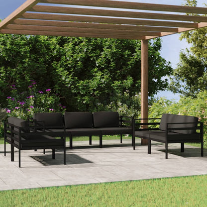 7-Delige Loungeset Met Kussens Aluminium Antracietkleurig 6x hoek + midden