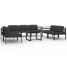 8-Delige Loungeset Met Kussens Aluminium Antracietkleurig 6x hoek + midden + Tafel