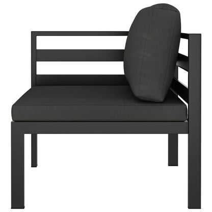 8-Delige Loungeset Met Kussens Aluminium Antracietkleurig 6x hoek + midden + Tafel