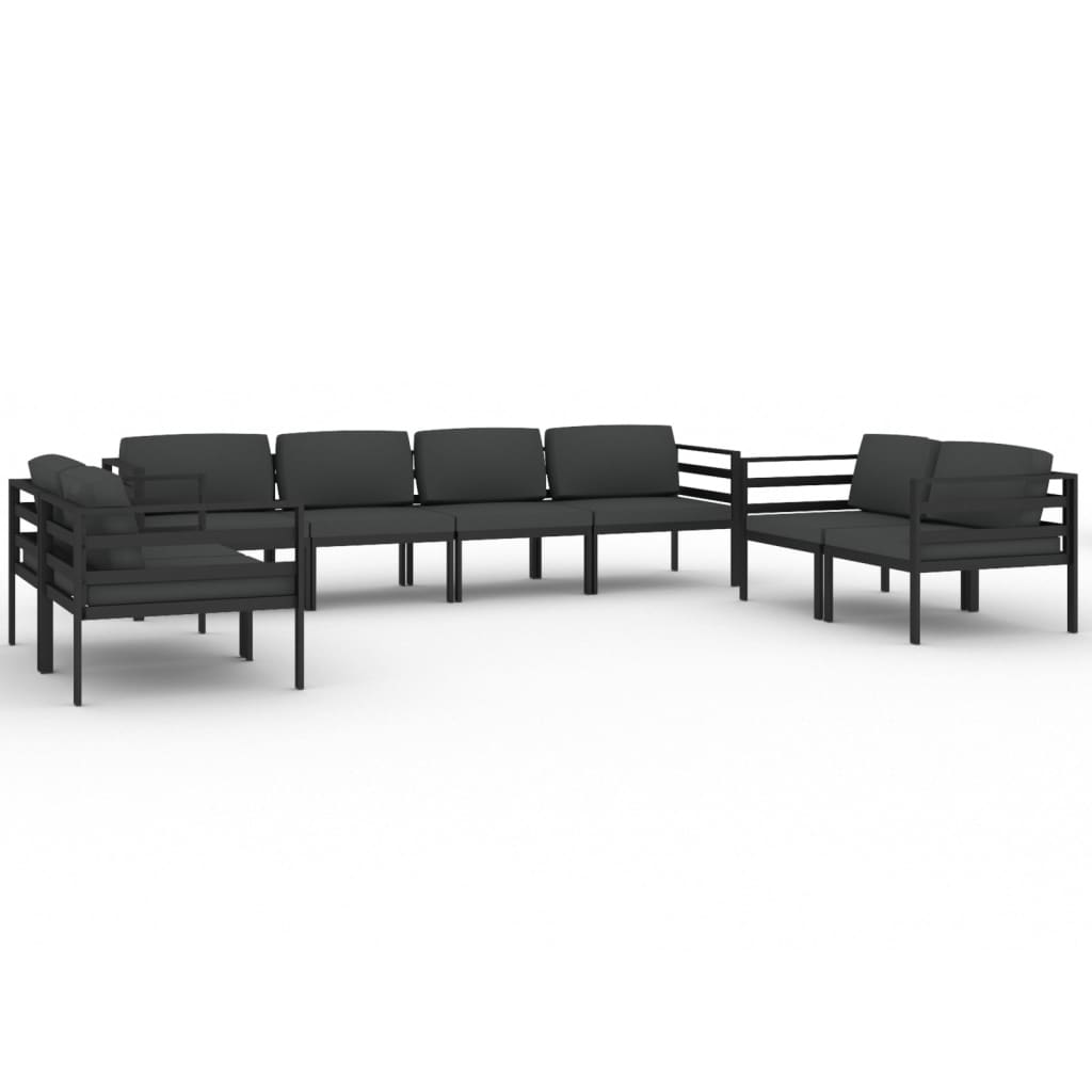 8-Delige Loungeset Met Kussens Aluminium Antracietkleurig 6x hoek + 2x midden