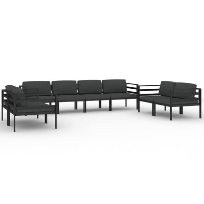 8-Delige Loungeset Met Kussens Aluminium Antracietkleurig 6x hoek + 2x midden