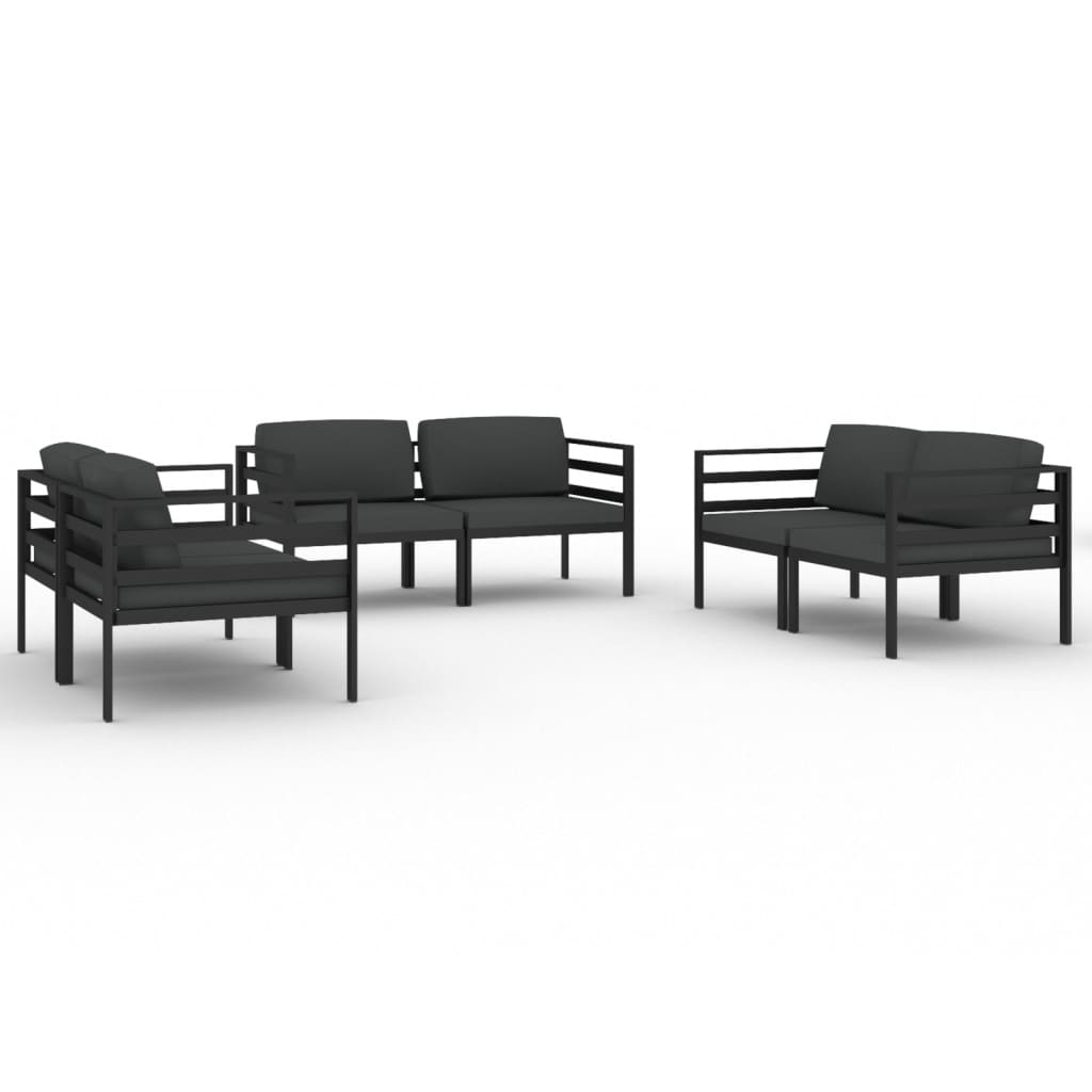 6-Delige Loungeset Met Kussens Aluminium Antracietkleurig 6x hoek