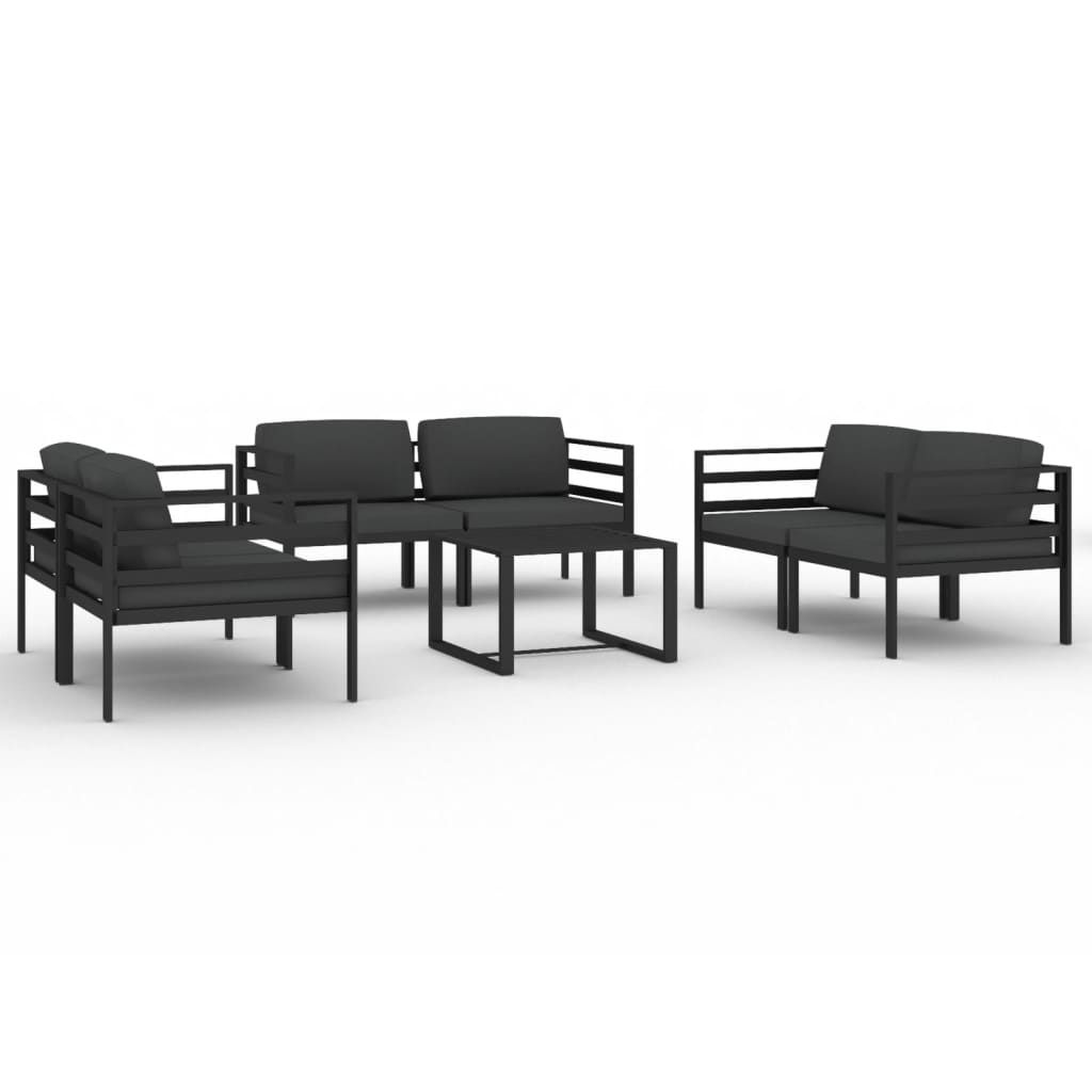 7-Delige Loungeset Met Kussens Aluminium Antracietkleurig 6x hoek + Tafel