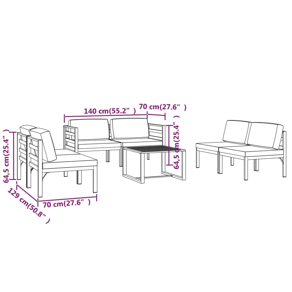 6-Delige Loungeset Met Kussens Aluminium Antracietkleurig 1